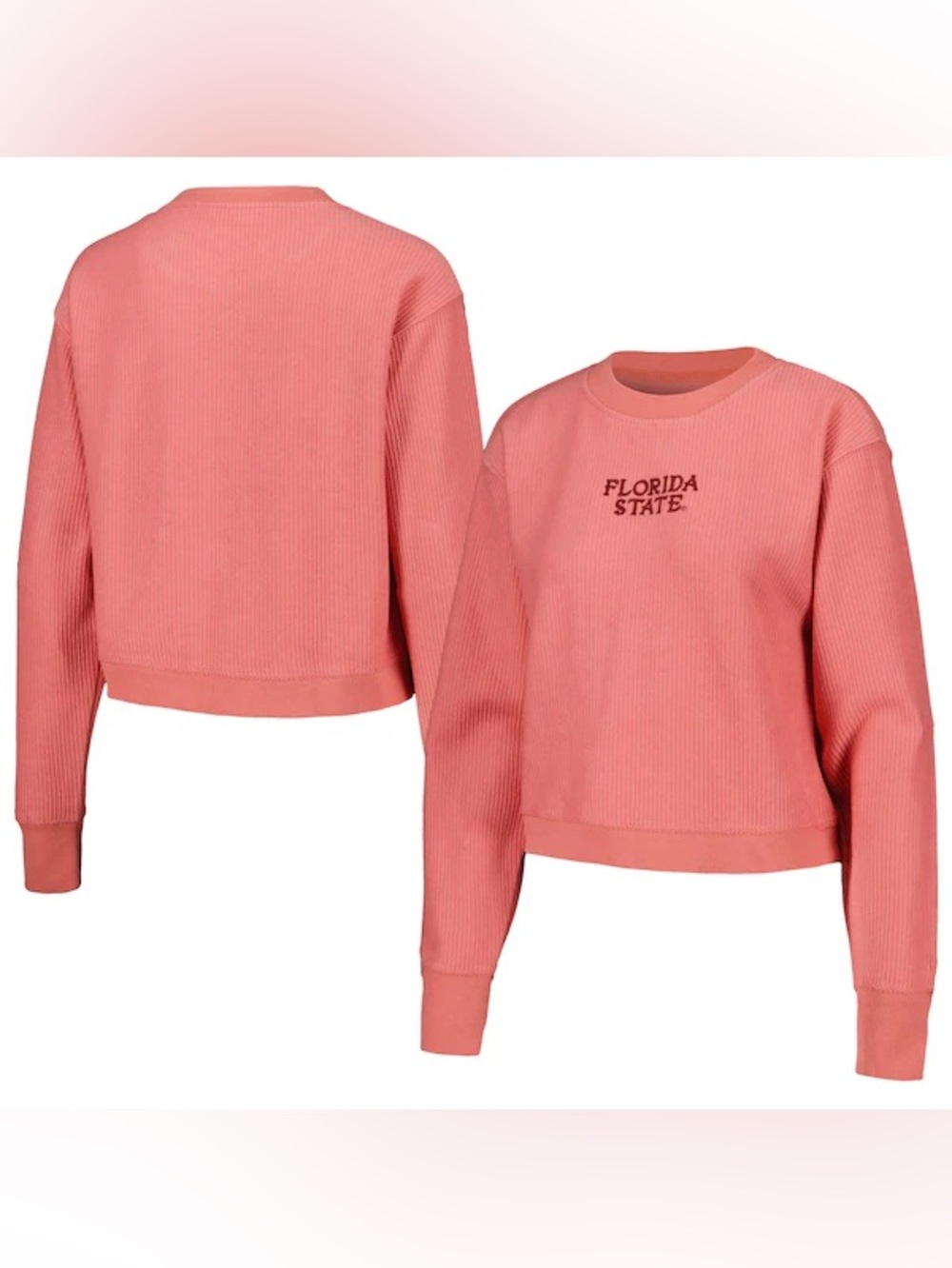 League Collegiate Wear Coral Florida State Seminoles Cropped Pullover Sweatshirt